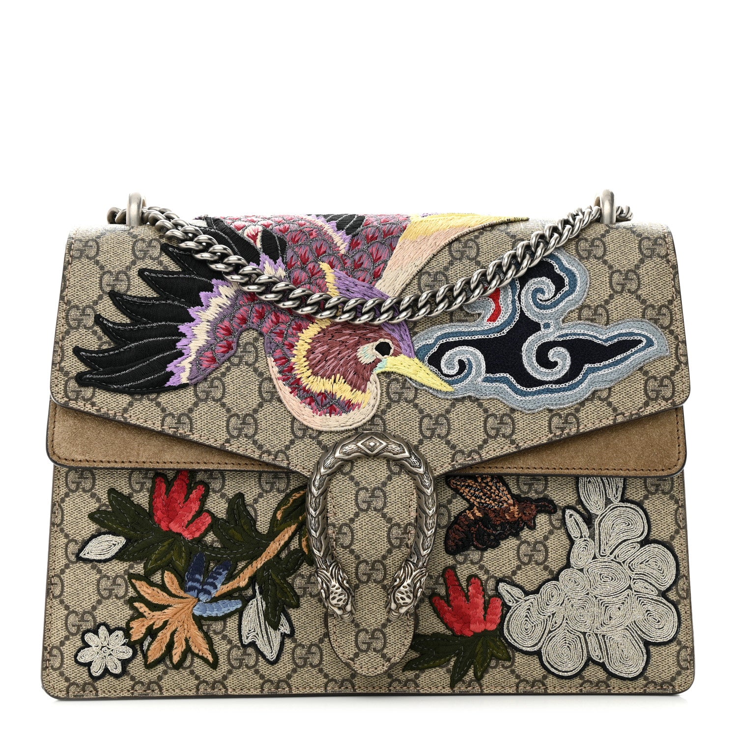 Gucci GG Supreme Monogram Embroidered Medium Dionysus Shoulder Bag Taupe 1 of 12
