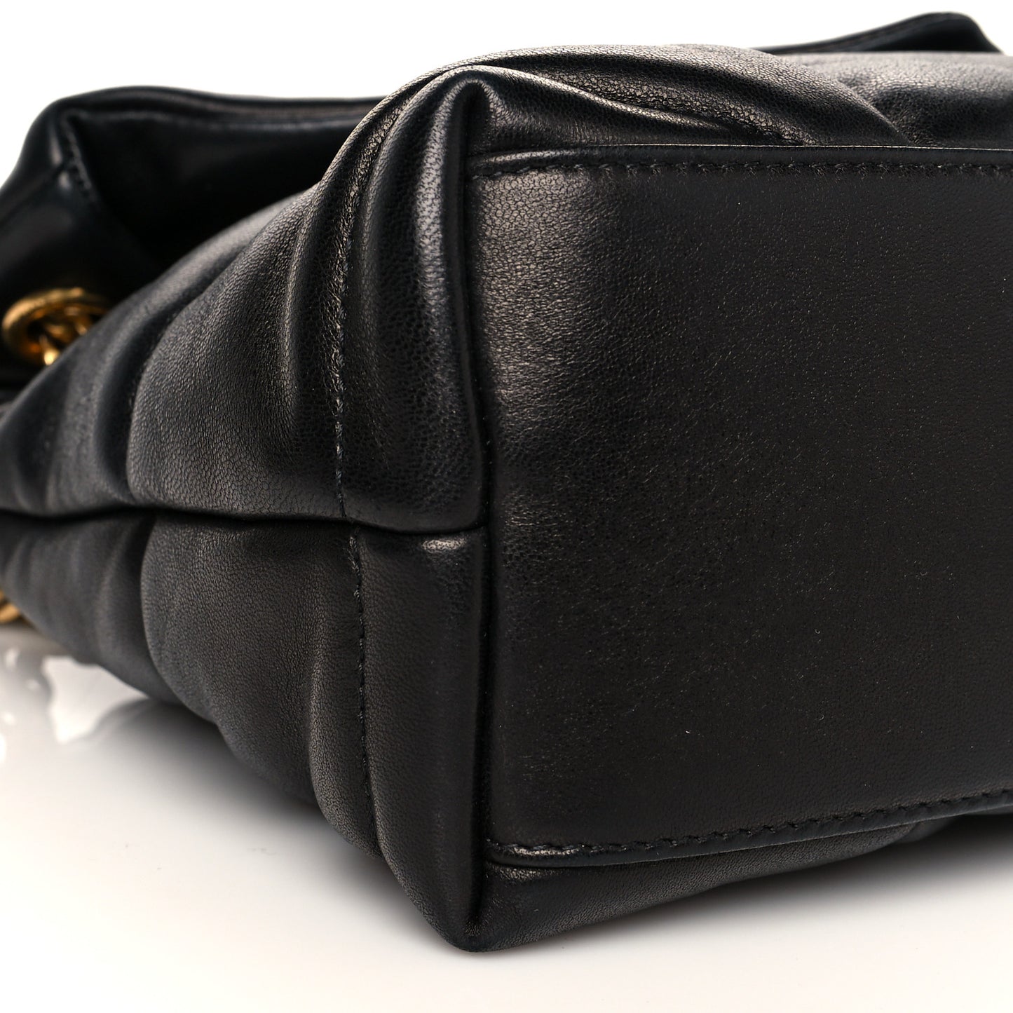 Lambskin Quilted Small Loulou Puffer Monogram Chain Satchel Black