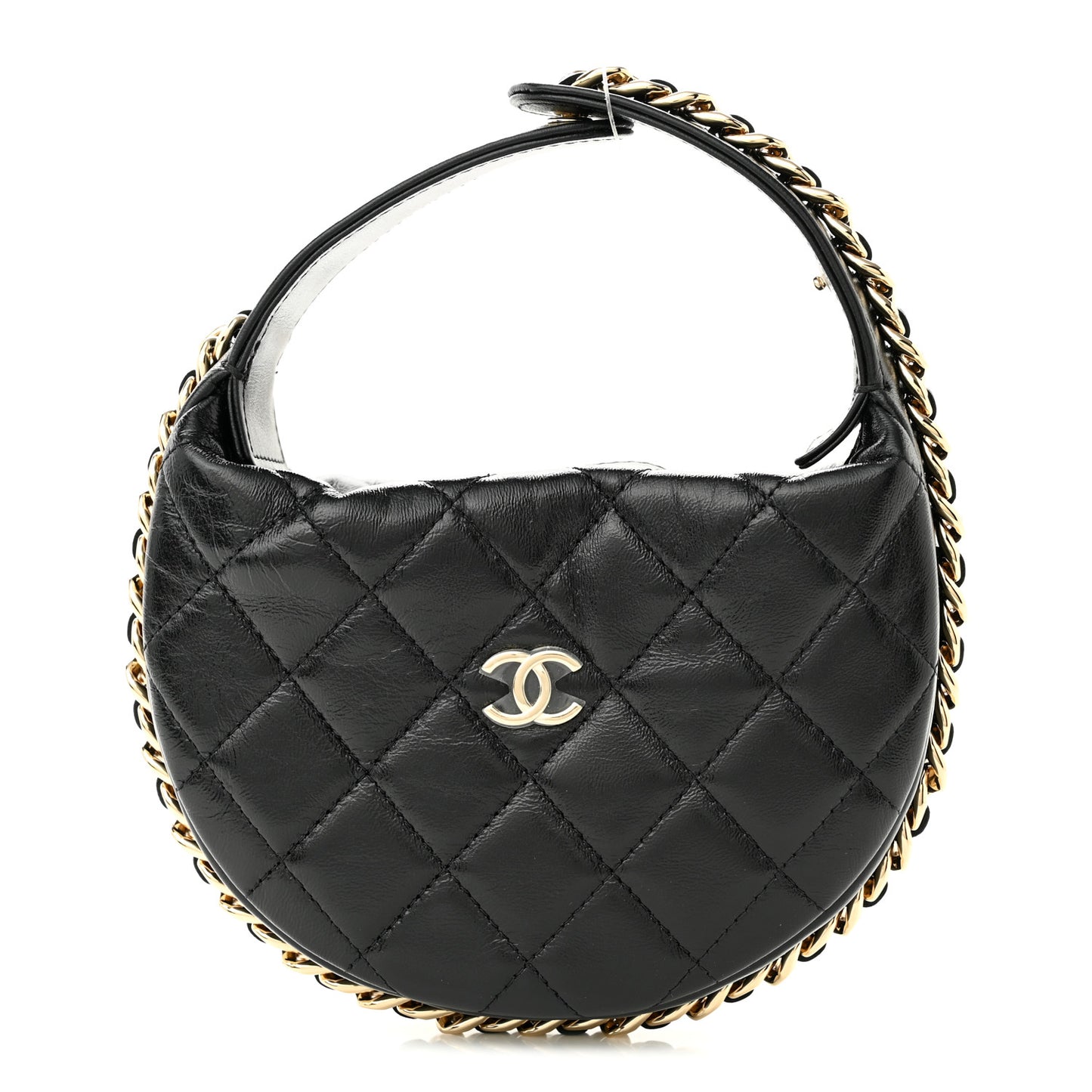 Quilted Chain Around Pouch Black