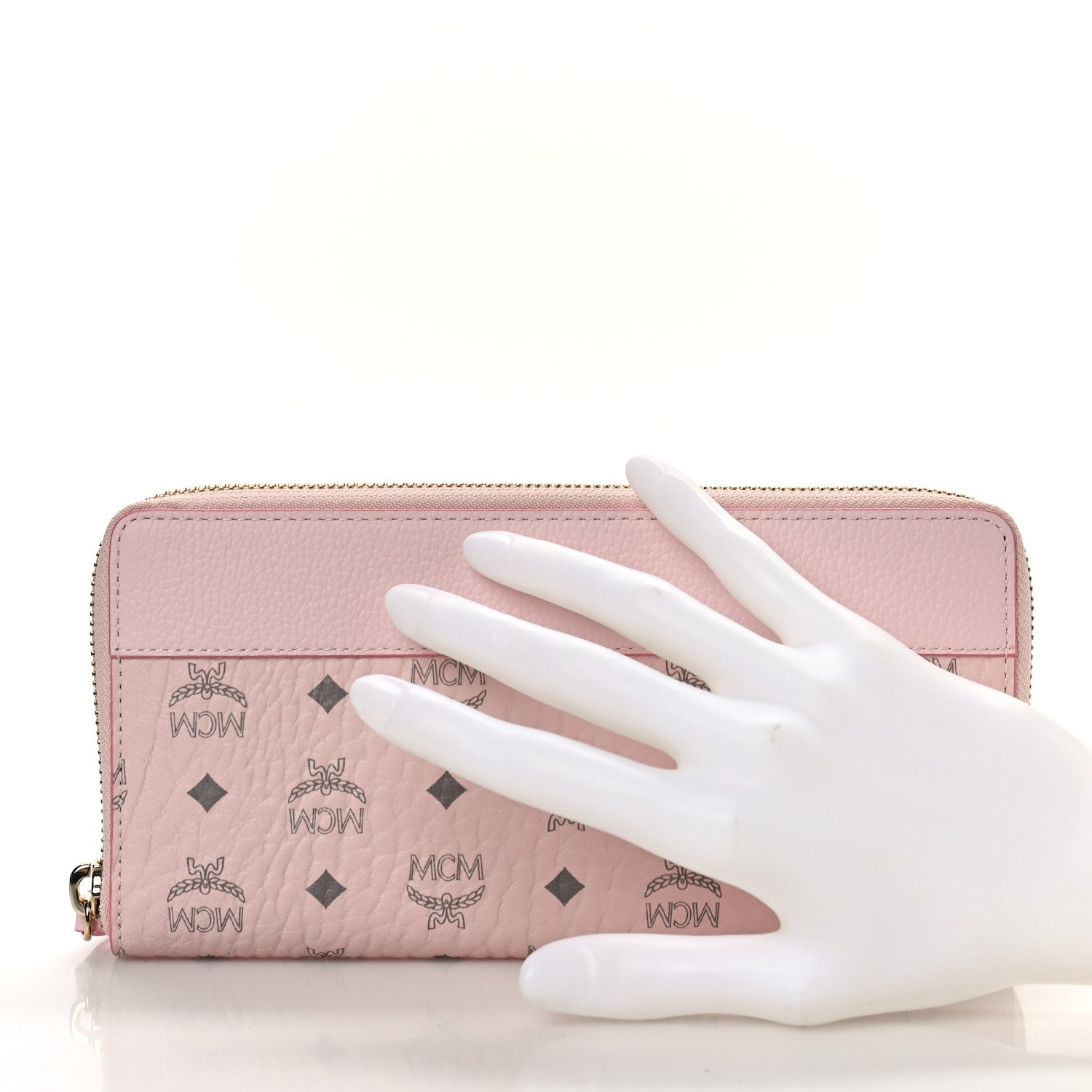 MCM Visetos Large Zip Around Wallet Pink 2 of 9