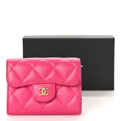 Chanel Lambskin Quilted Flap Card Holder Wallet Pink 14 of 14