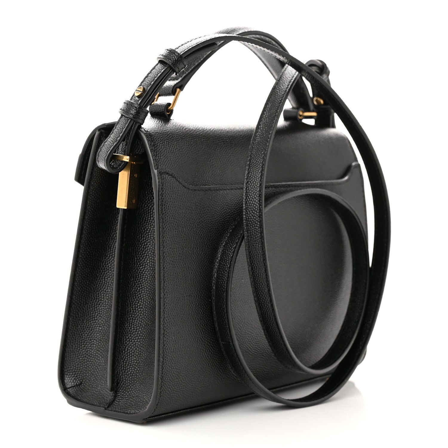 Saint Laurent Grain de Poudre Mini Classic Monogram Cassandra Top Handle Black 3 of 9