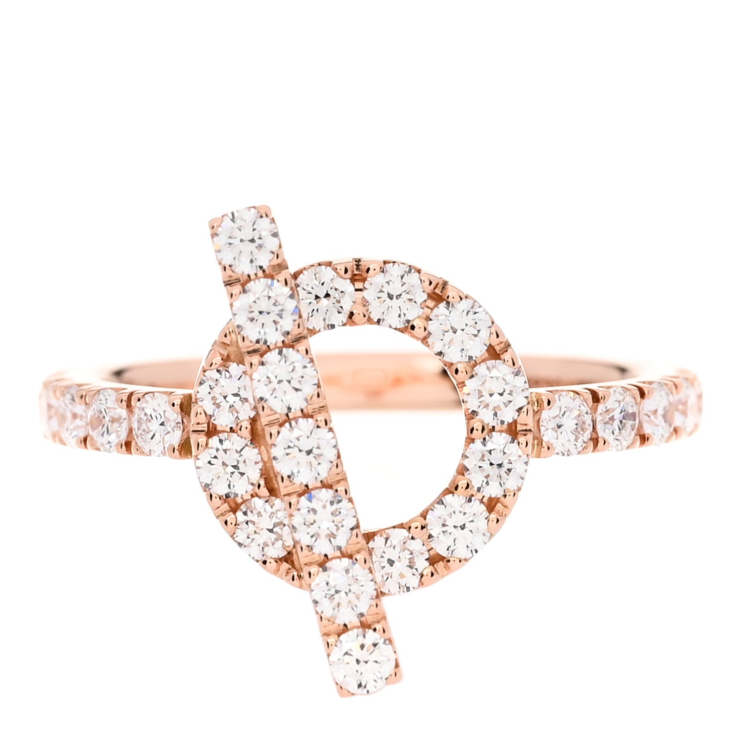 Hermes 18K Rose Gold Diamond Finesse Ring 51 5.75 1875147
