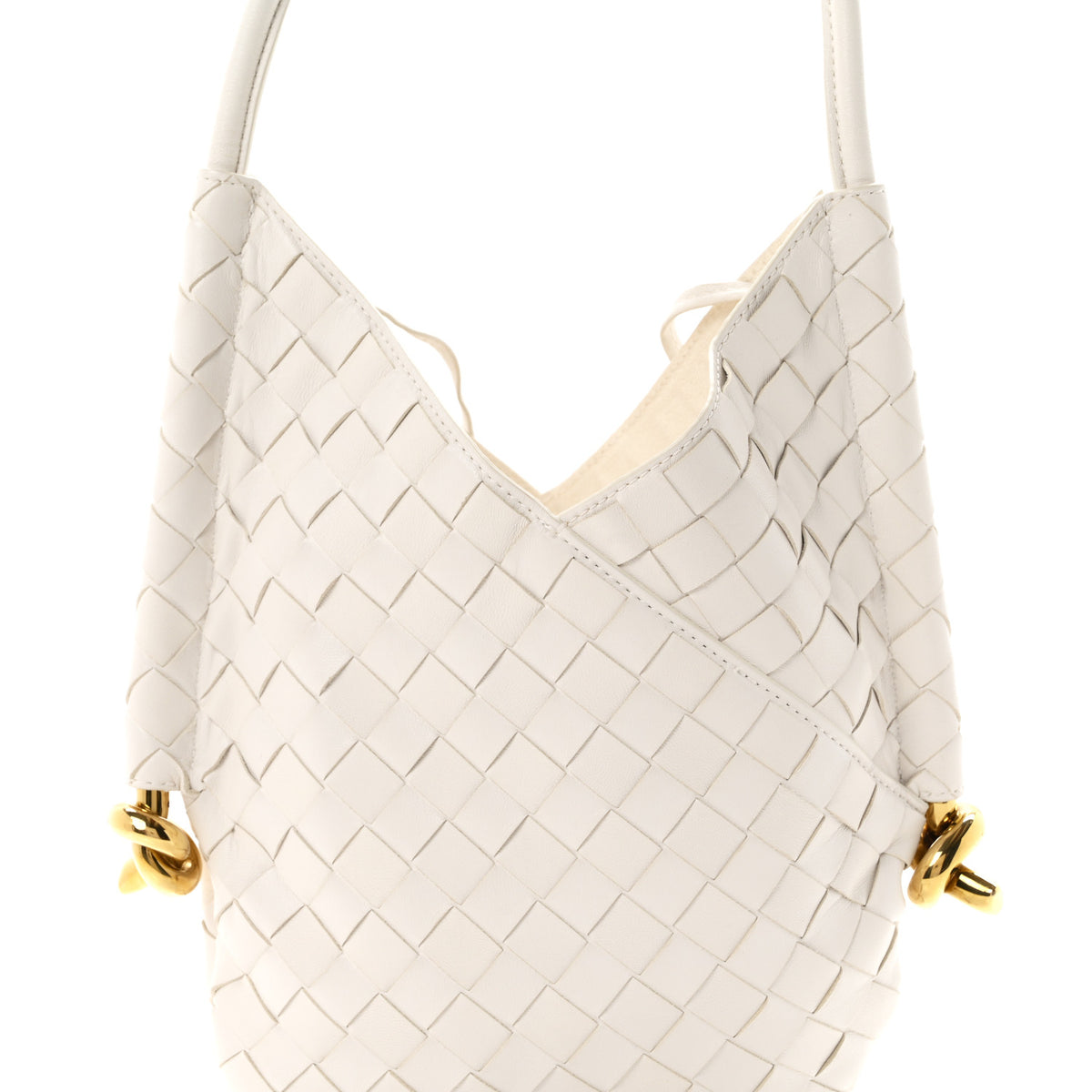 Nappa Intrecciato Small Solstice Hobo White