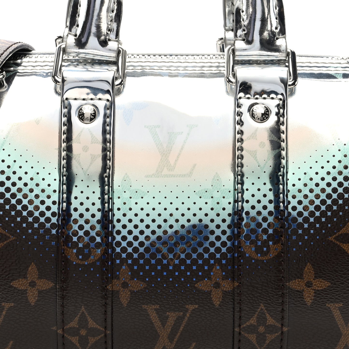 Metallic Monogram Portrait Keepall Bandouliere 25 Brown