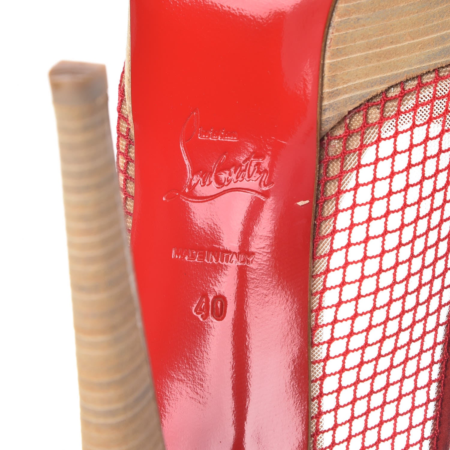 Christian Louboutin Fishnet Mesh Exclu 140 Platform Slingback Pumps 40 Red 6 of 11