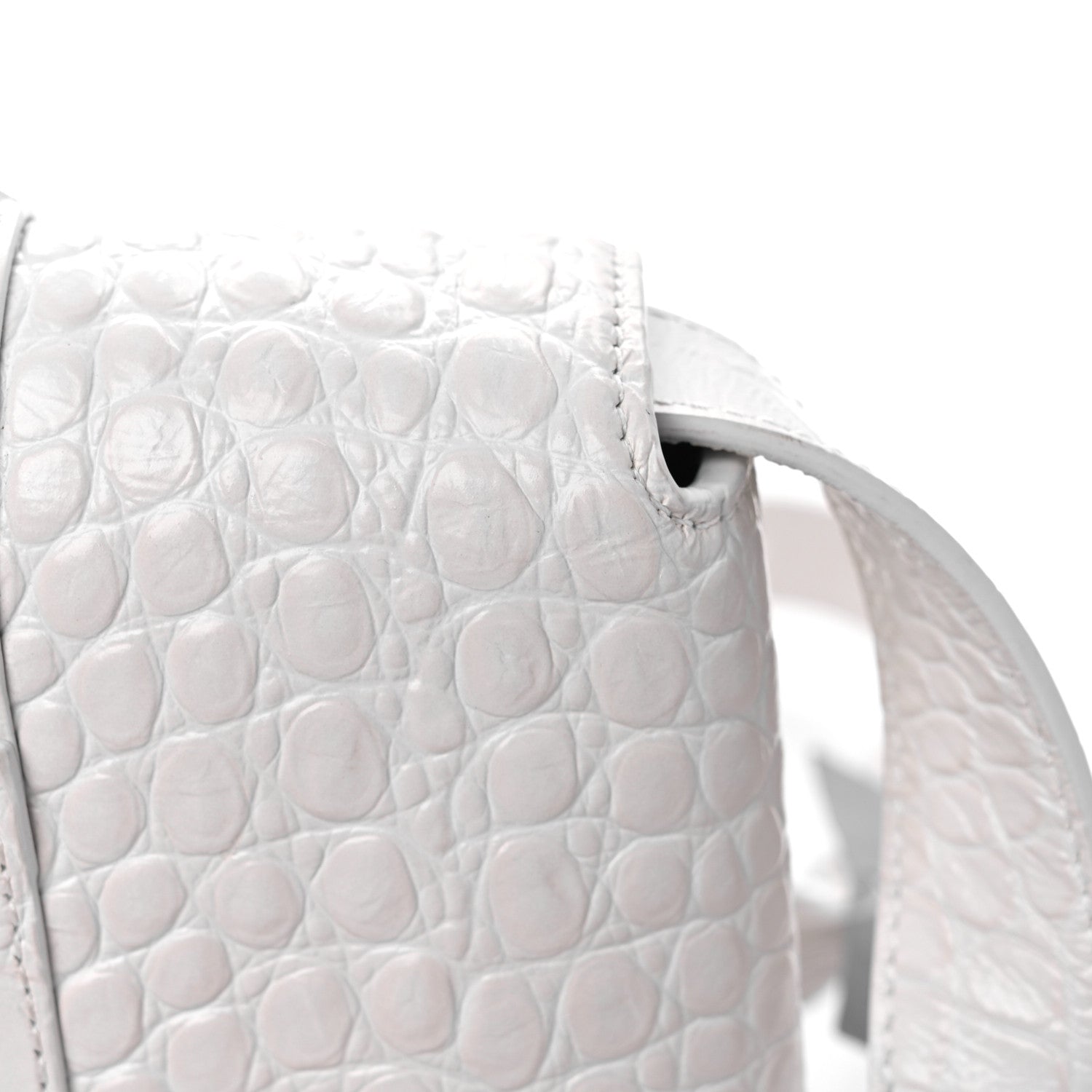 Balenciaga Extra Supple Calfskin Crocodile Embossed XS Downtown Shoulder Bag White 18 of 21