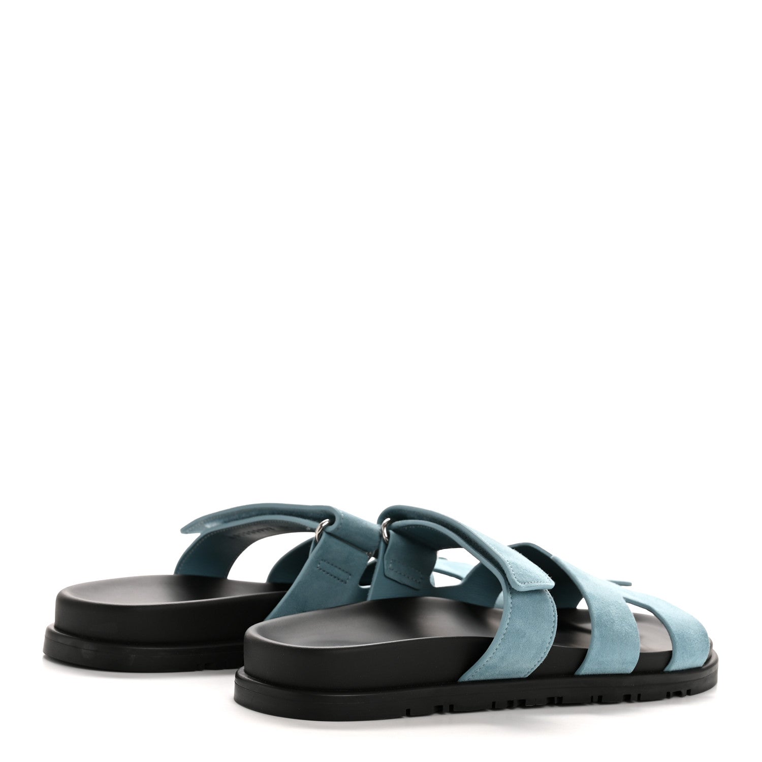 Hermes Suede Goatskin Womens Chypre Sandals 38 Bleu Mineral 5 of 9