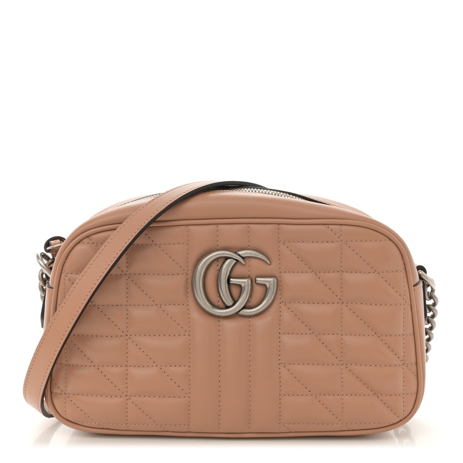 Gucci Calfskin Matelasse Aria Small GG Marmont Chain Shoulder Bag Camelia 1 of 17
