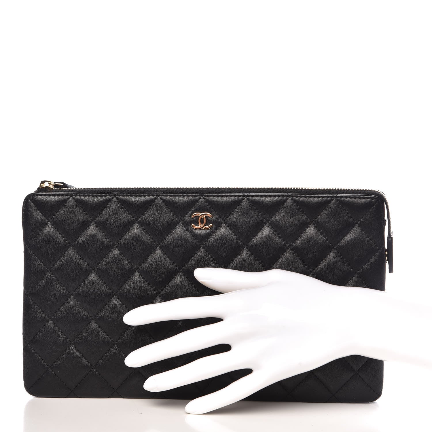 Chanel Lambskin Quilted Small Zipped Pouch Black 2 of 12