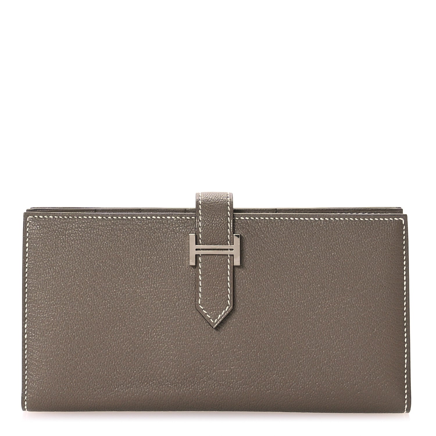 Hermes Chevre Mysore Bearn Gusset Wallet Etoupe 1 of 8