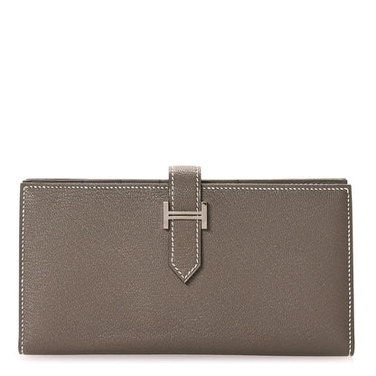 Hermes Chevre Mysore Bearn Gusset Wallet Etoupe 1 of 8