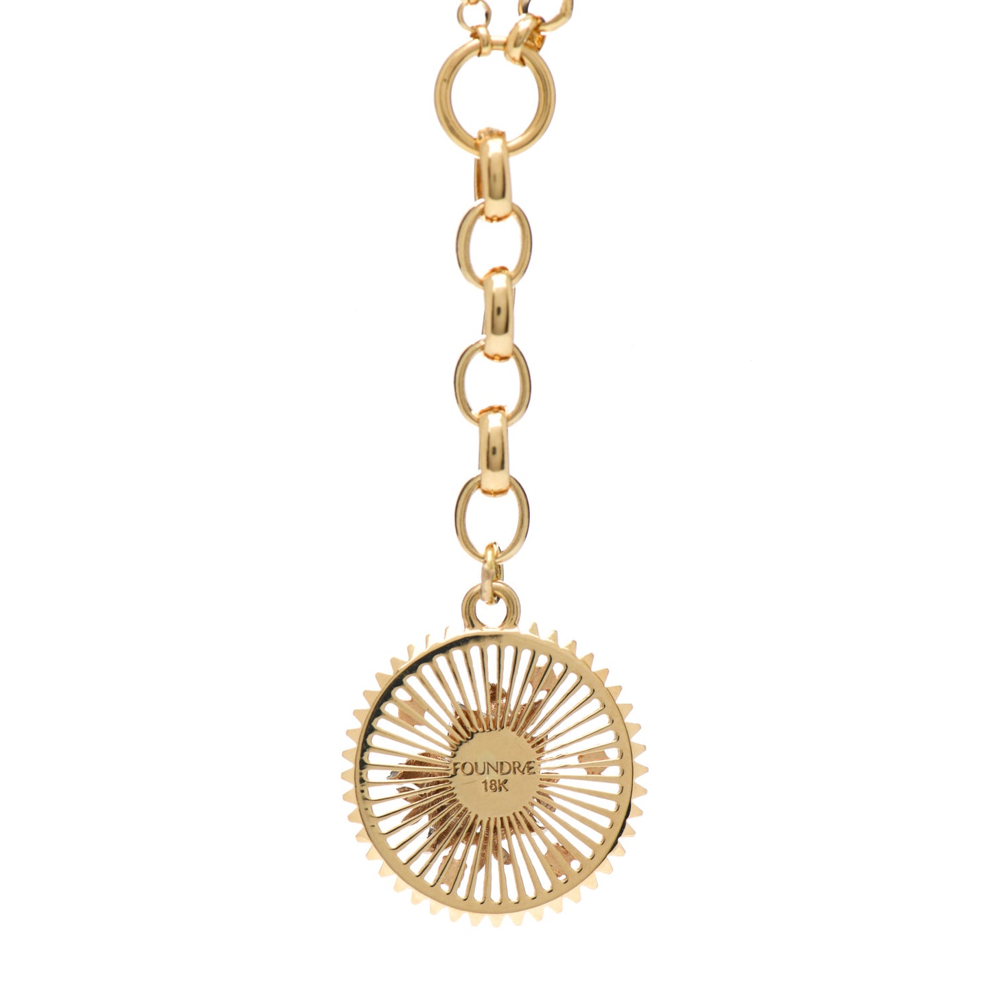 18K Yellow Gold Diamond Medium Resilience Medallion Belcher Chain Necklace