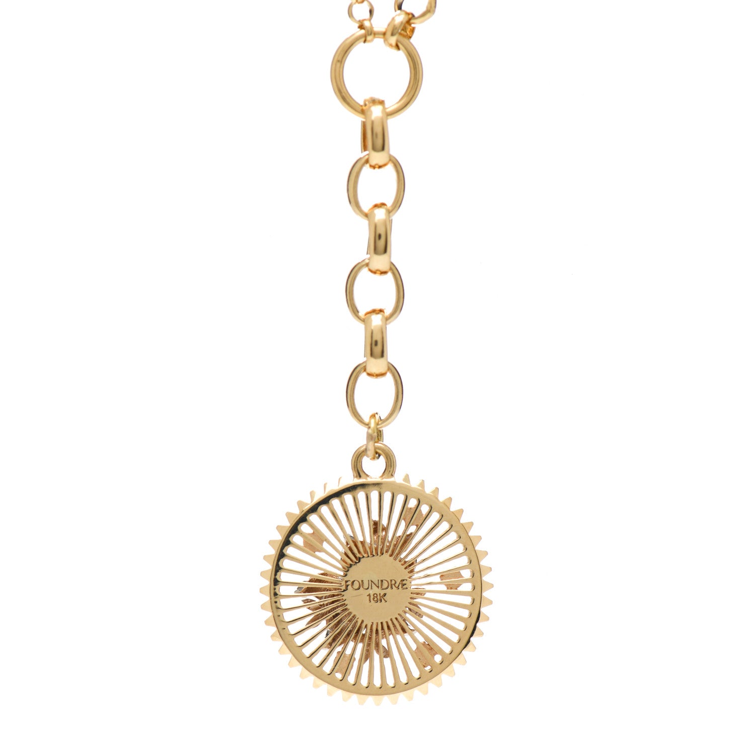 Foundrae 18K Yellow Gold Diamond Medium Resilience Medallion Belcher Chain Necklace 5 of 6