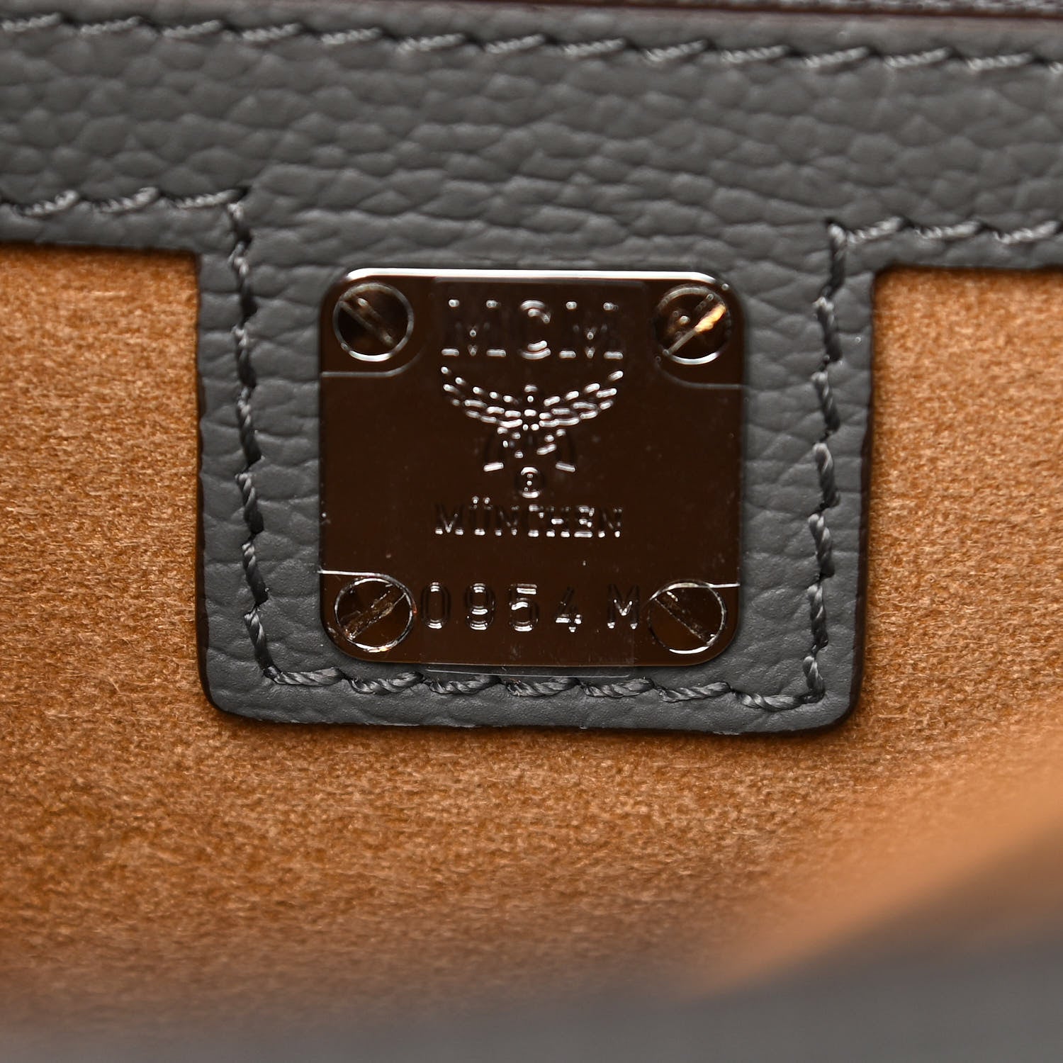 MCM Grained Calfskin Medium Patricia Park Avenue Satchel Grey 6 of 9