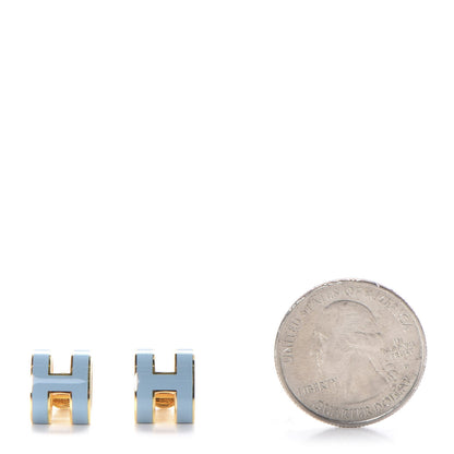 Hermes Gold Lacquered Pop H Earrings Celeste 2 of 5