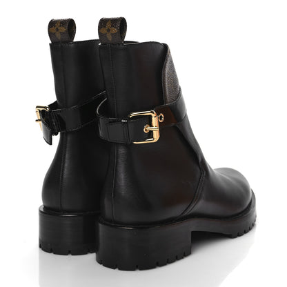 Louis Vuitton Calfskin Monogram Discovery Flat Ankle Boots 36.5 Black 4 of 9