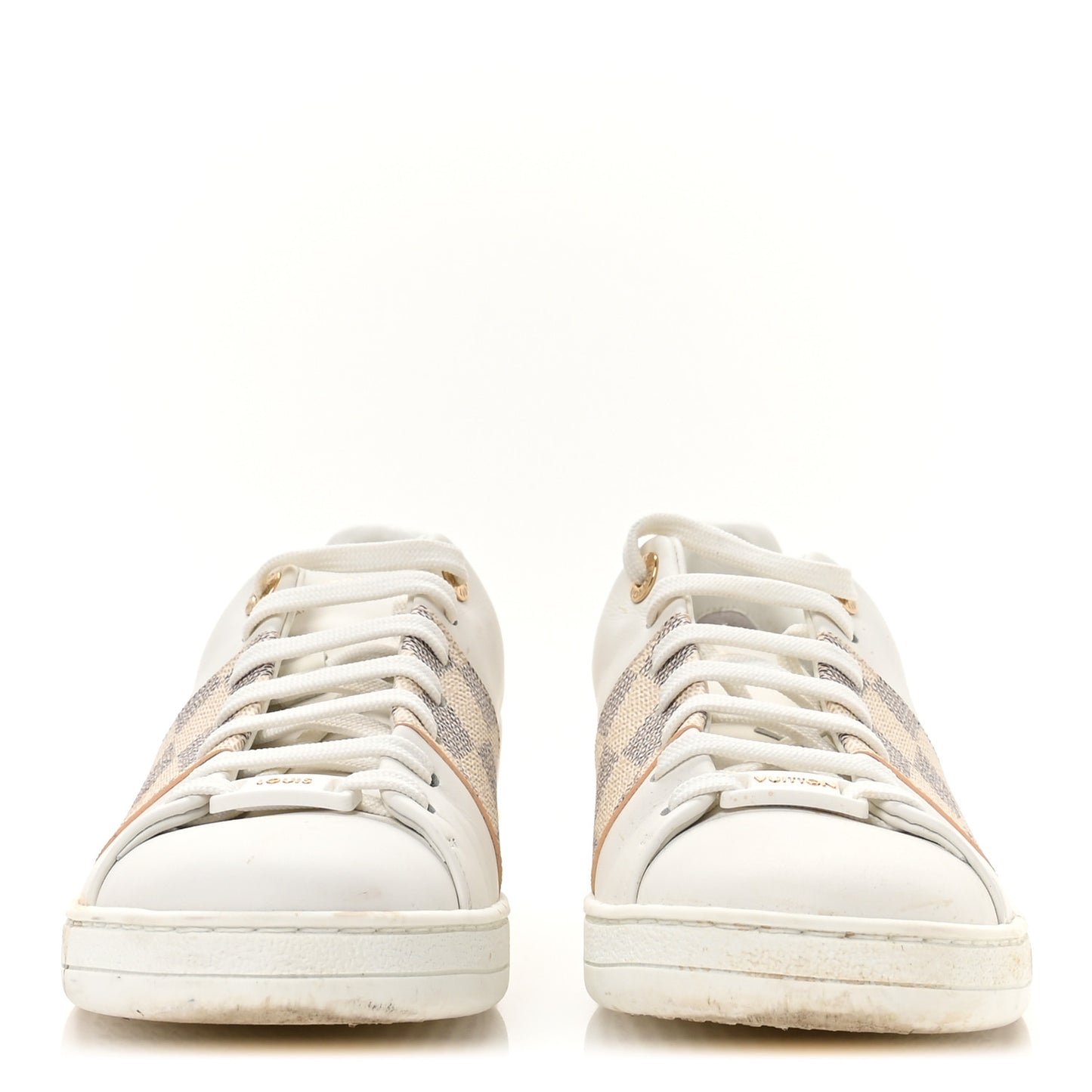 Damier Azur Front Row Sneaker 37.5 White