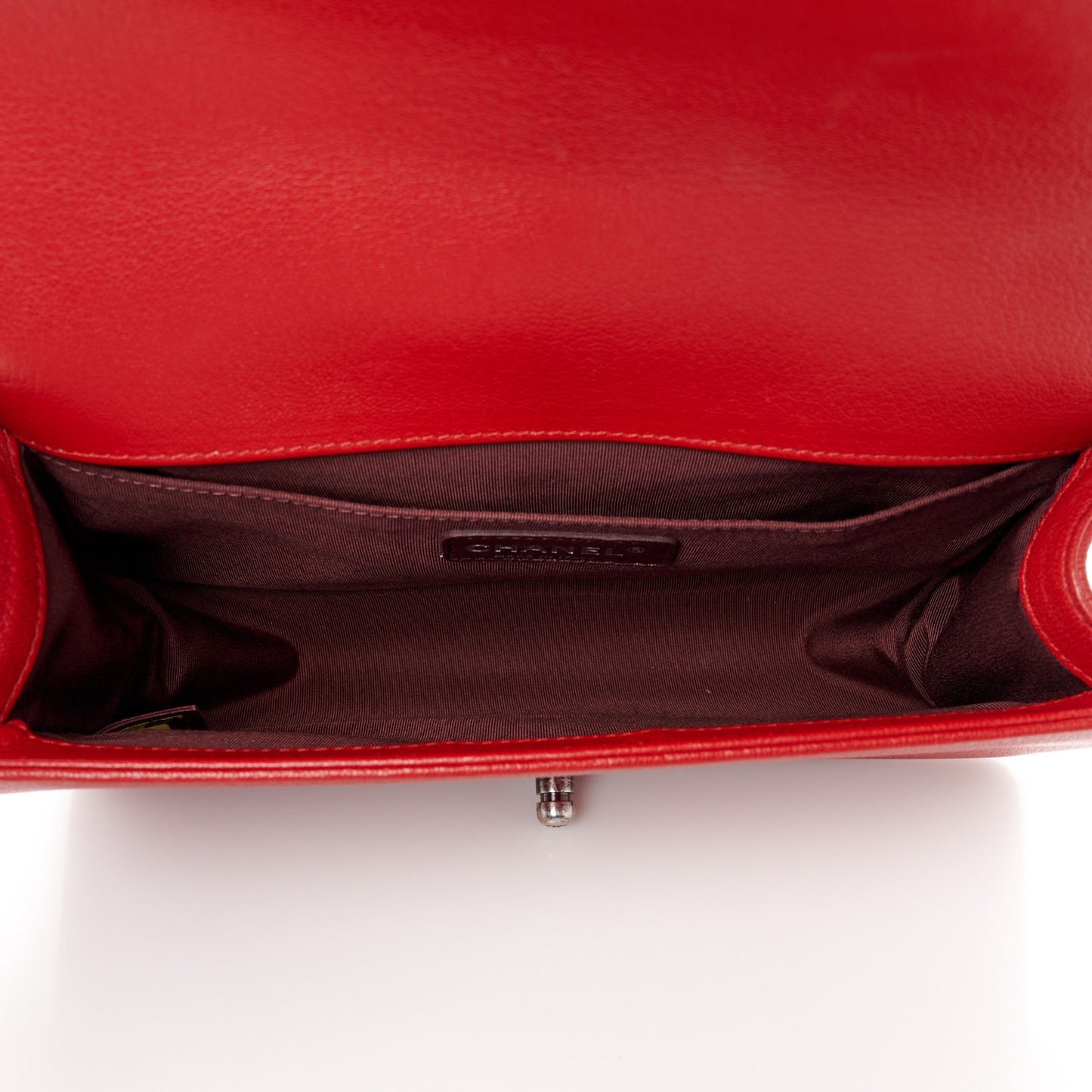 Goatskin Quilted Patent Medium Duo Boy Flap Red