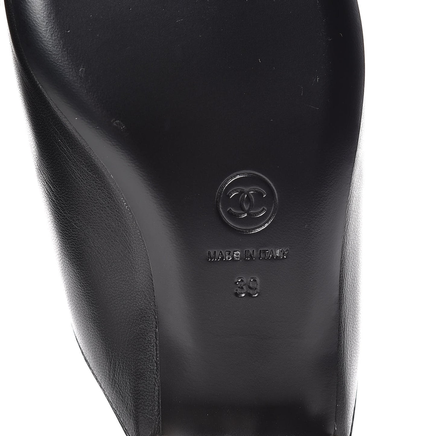 Lambskin Grosgrain Cap Toe CC Mules 39 Black