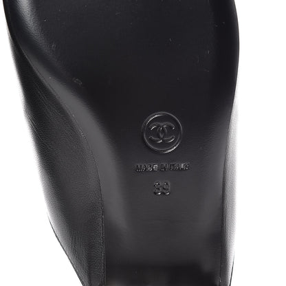 Chanel Lambskin Grosgrain Cap Toe CC Mules 39 Black 6 of 11