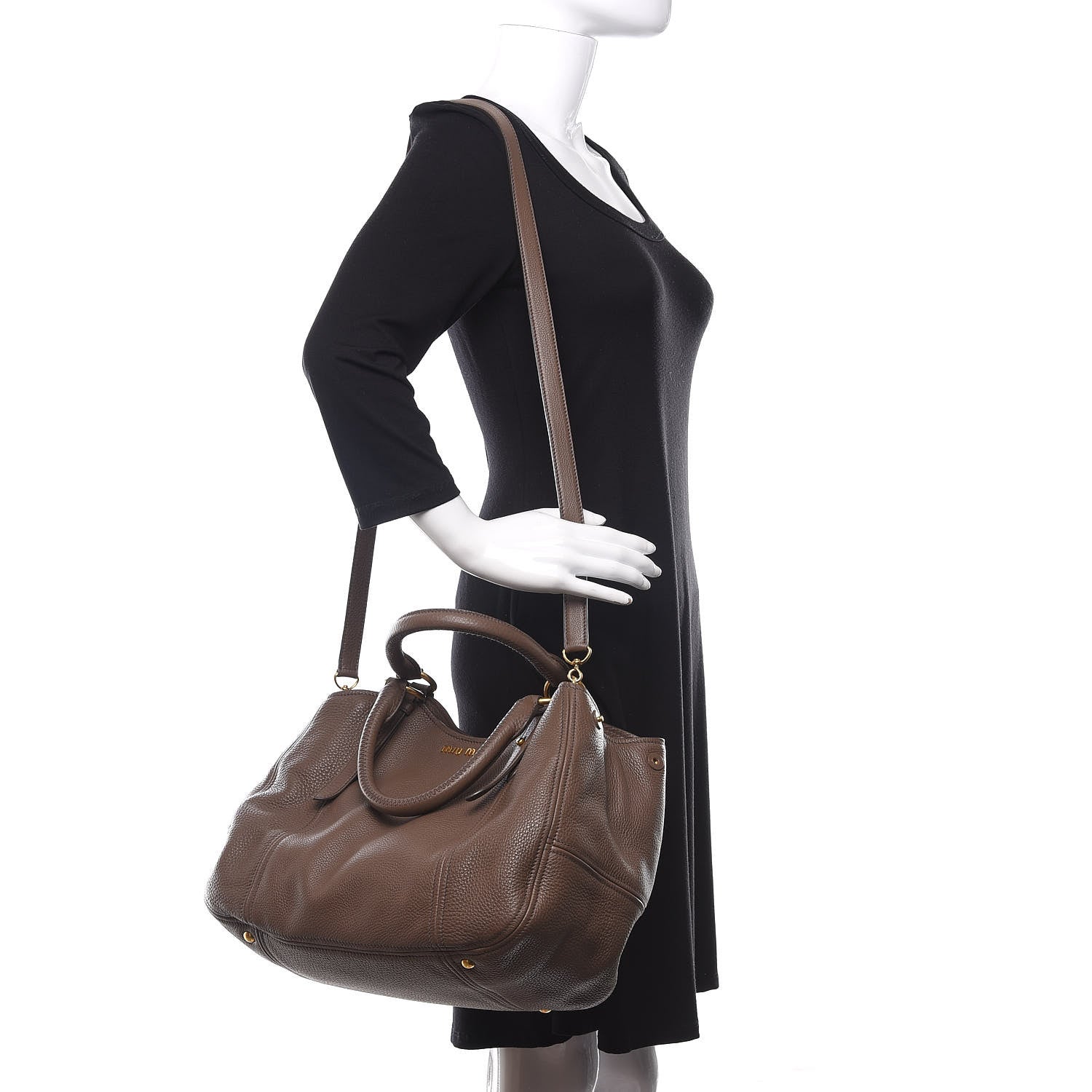 Miu Miu Vitello Daino Top Handle Tote Bambu 2 of 10