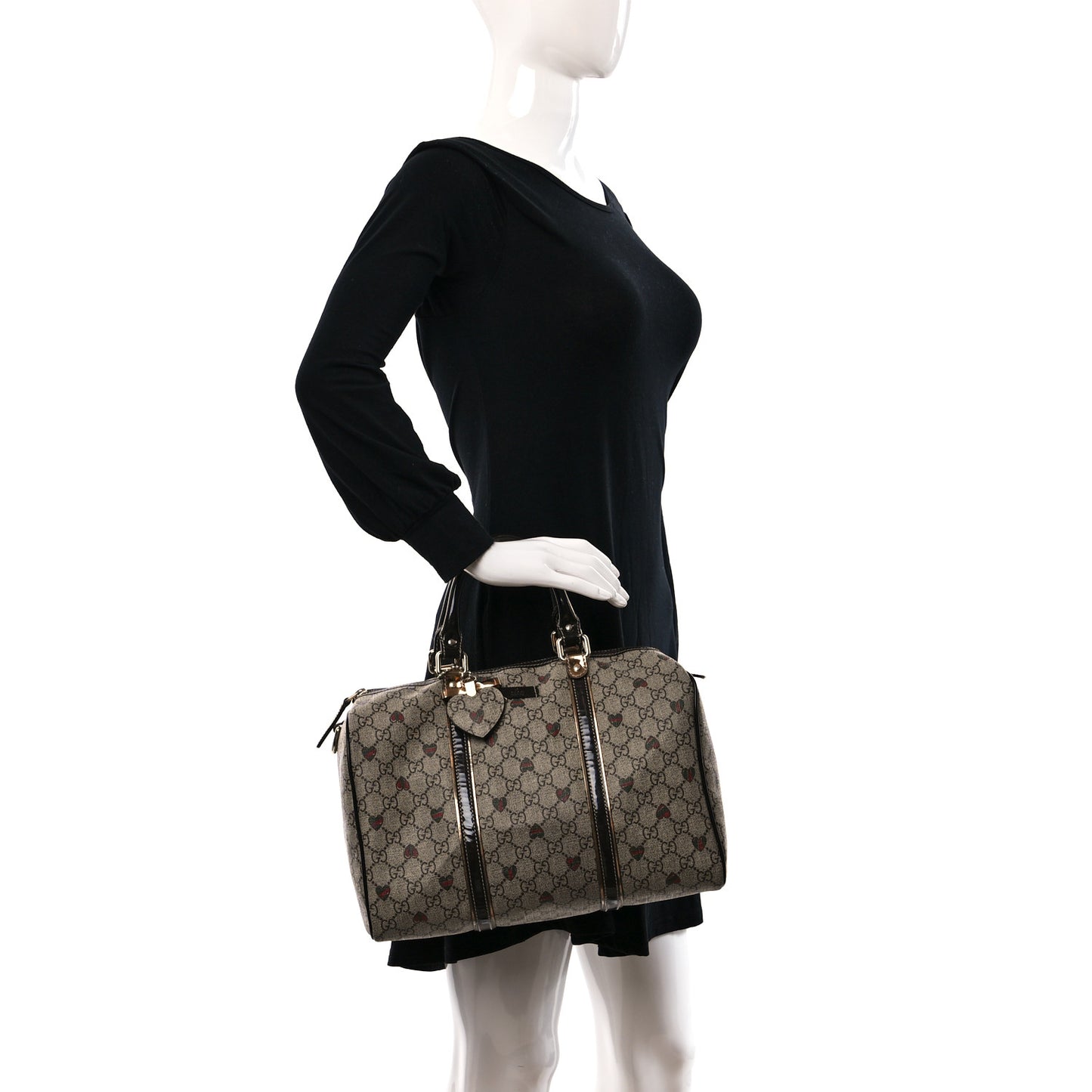 GG Plus Monogram Hearts Medium Joy Boston Dark Brown