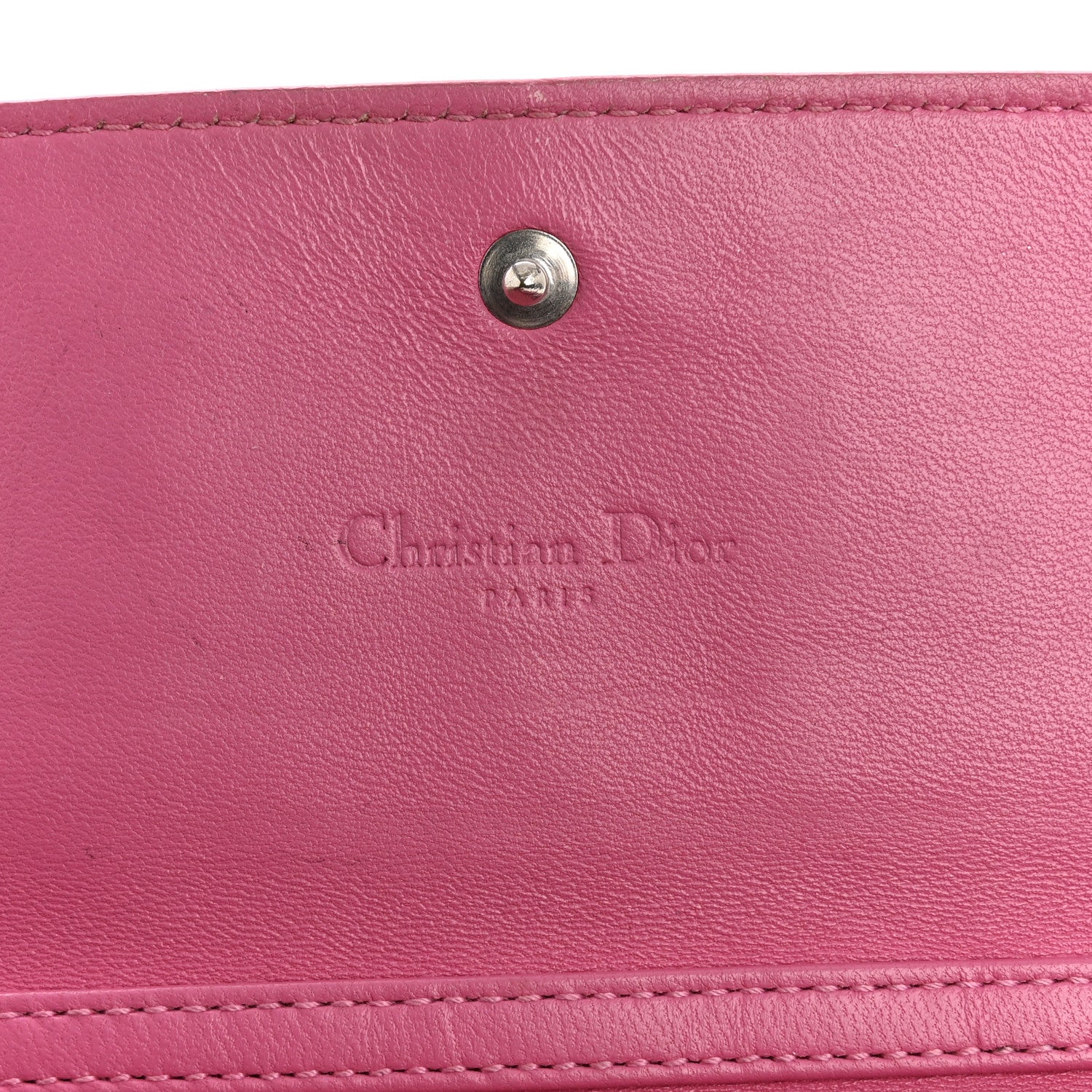 Christian Dior Lambskin Cannage Lady Dior Rendezvous Wallet On Chain Fuchsia 8 of 17