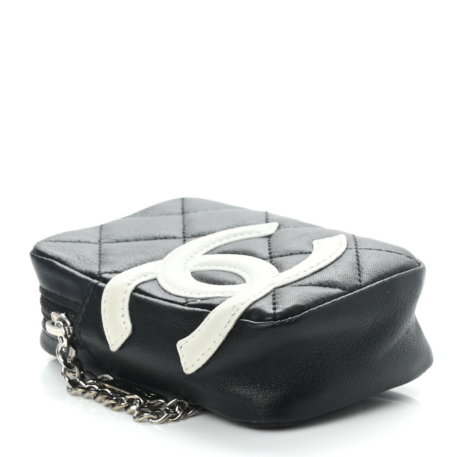 Chanel Calfskin Quilted Cambon Zip Around Cosmetic Pouch Black 4 of 7