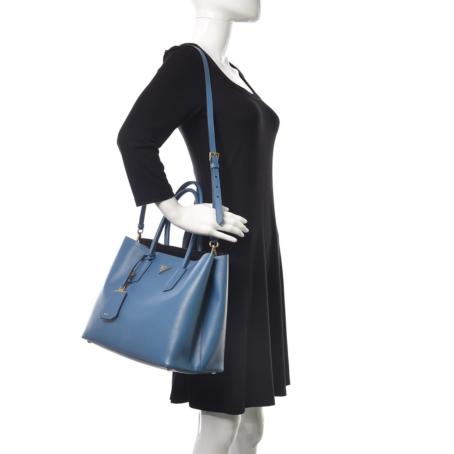 Prada Saffiano Cuir Medium Double Bag Cobalto 2 of 7