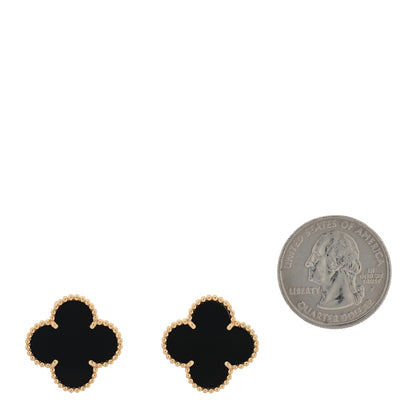 Van Cleef & Arpels 18K Yellow Gold Black Onyx Magic Alhambra Earrings 2 of 5