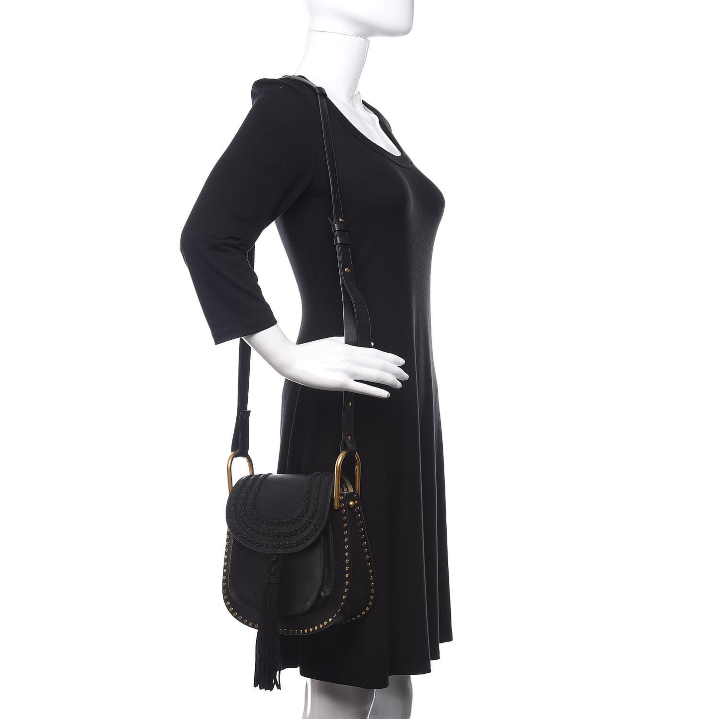 Calfskin Braided Small Hudson Shoulder Bag Black