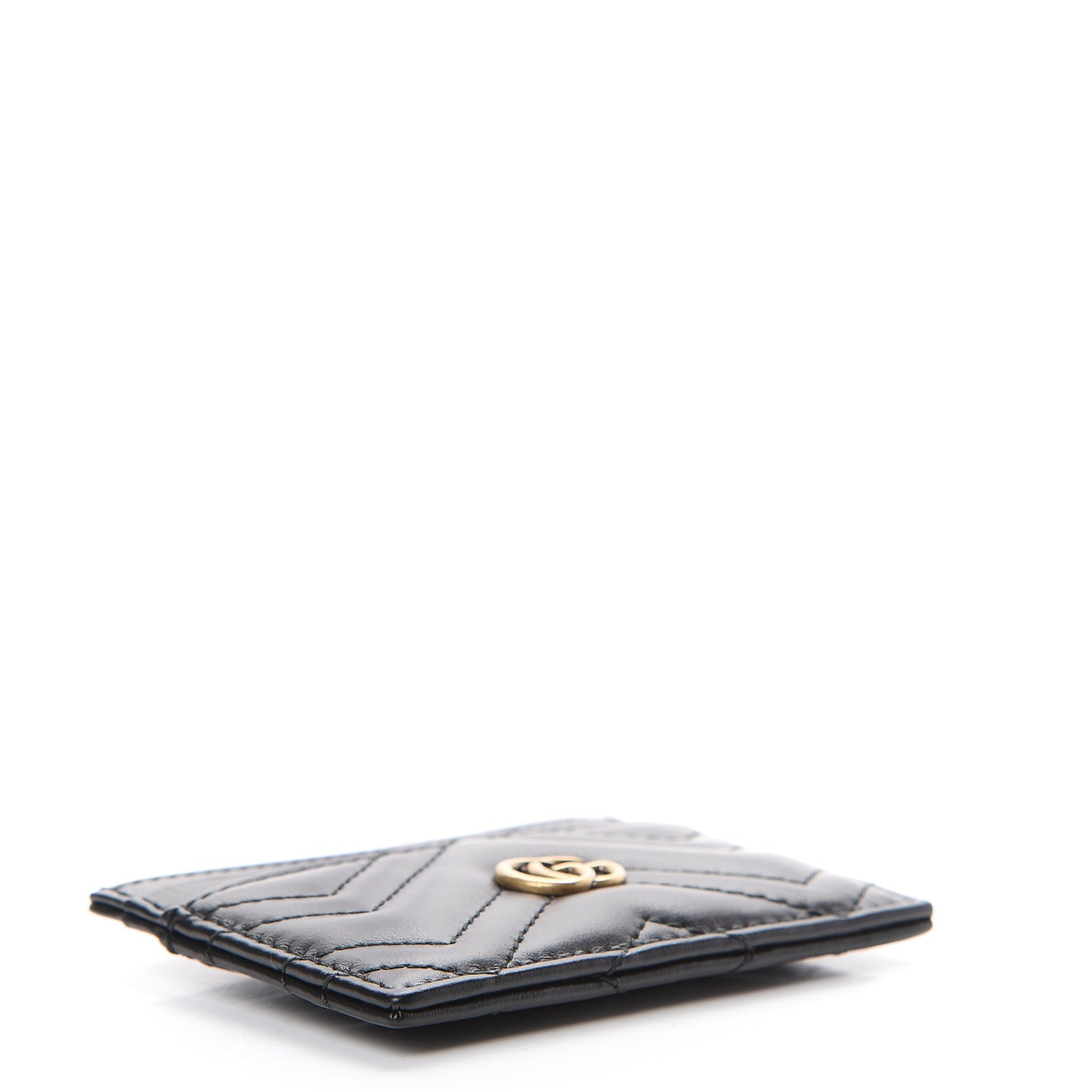 Calfskin Matelasse GG Marmont Card Holder Black
