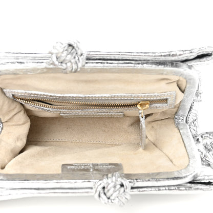 Nancy Gonzalez Metallic Crocodile Chain Clutch Silver 5 of 11