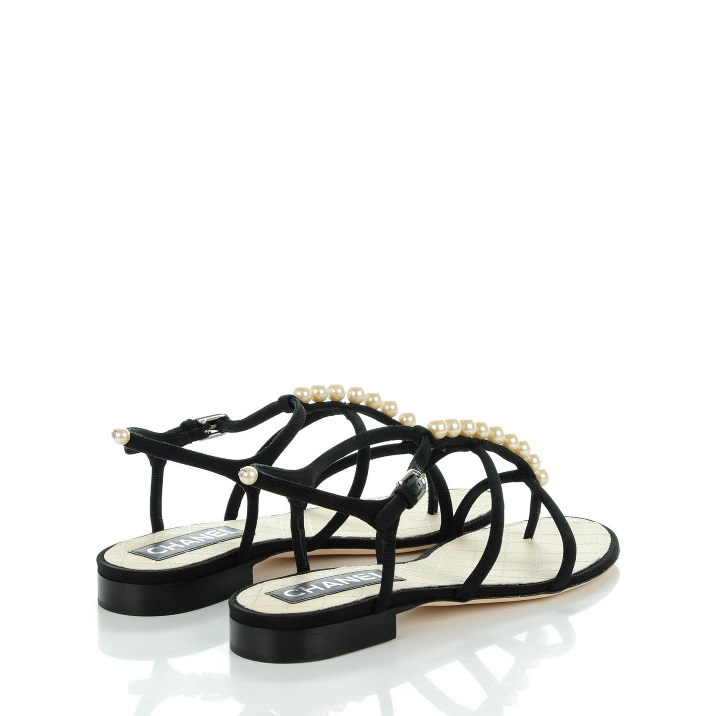 Grosgrain Pearl Sandals 37.5 Black
