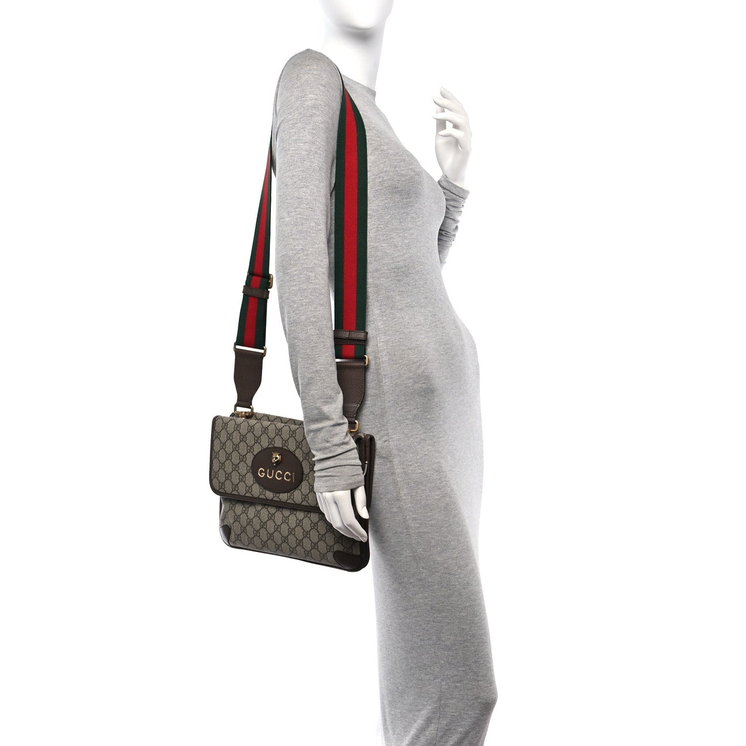 Gucci GG Supreme Monogram Web Neo Vintage Double Flap Messenger Bag Beige New Acero 2 of 10