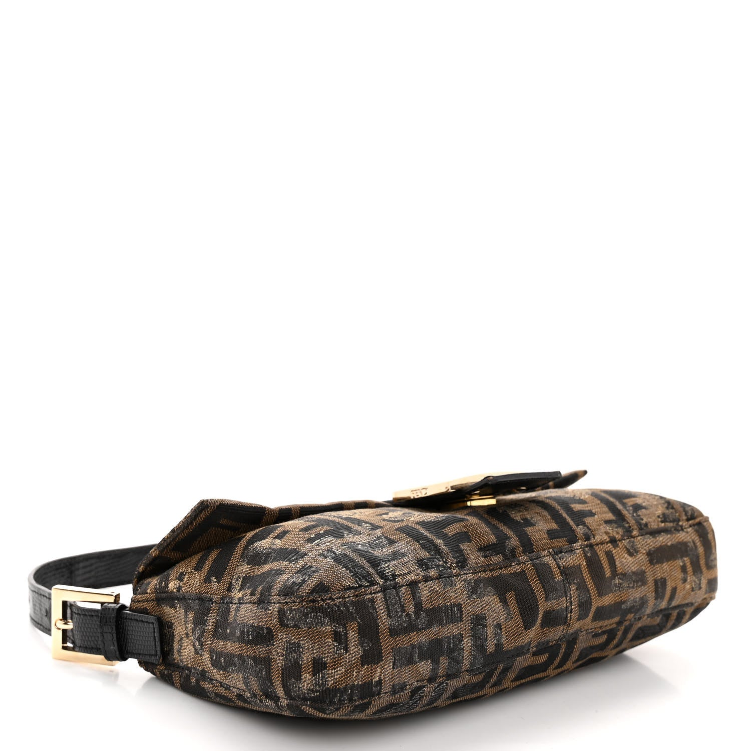 Fendi Zucca Lizard Floral Print Baguette Tobacco 4 of 8