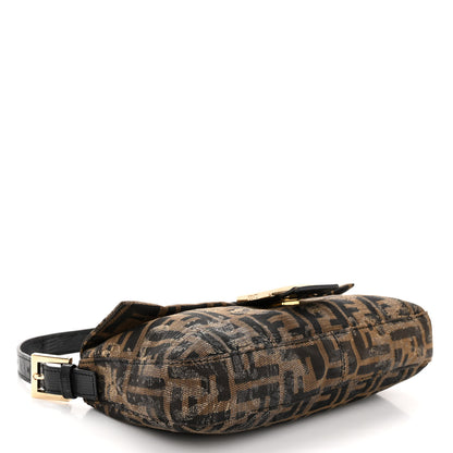 Fendi Zucca Lizard Floral Print Baguette Tobacco 4 of 8