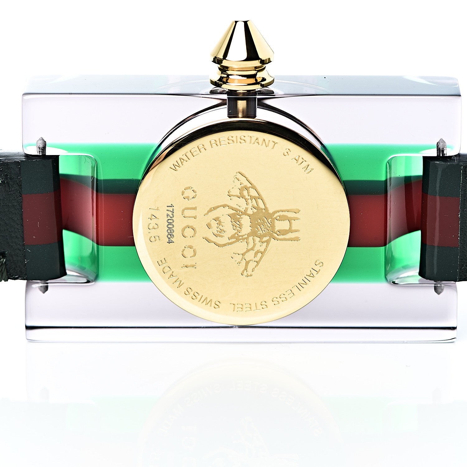 Gucci Stainless Steel Calfskin Plexiglass 24mm Skeleton Quartz Watch 8 of 10