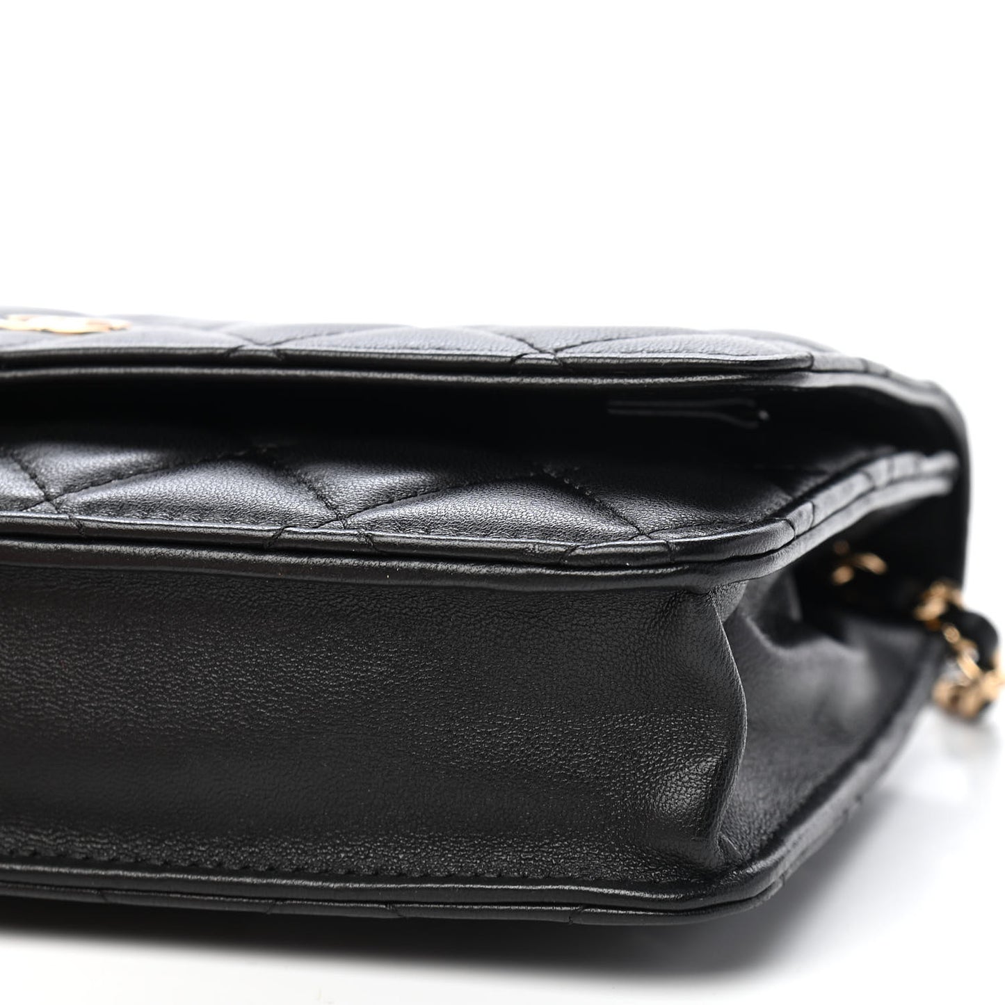 Lambskin Quilted Wallet On Chain WOC Black