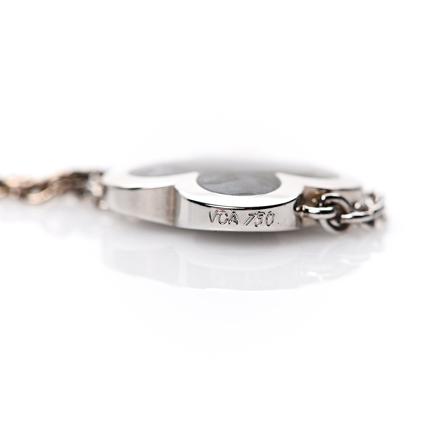 18K White Gold Gray Mother of Pearl Pure Alhambra Pendant Necklace