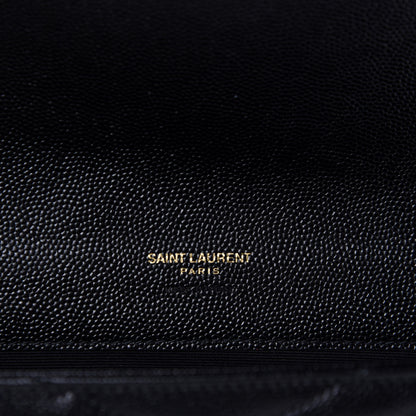 Saint Laurent Grain De Poudre Matelasse Chevron Monogram Envelope Clutch Black 8 of 11
