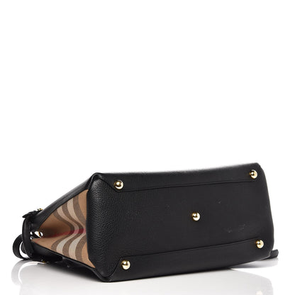 Burberry Calfskin House Check Medium Banner Tote Black 4 of 12