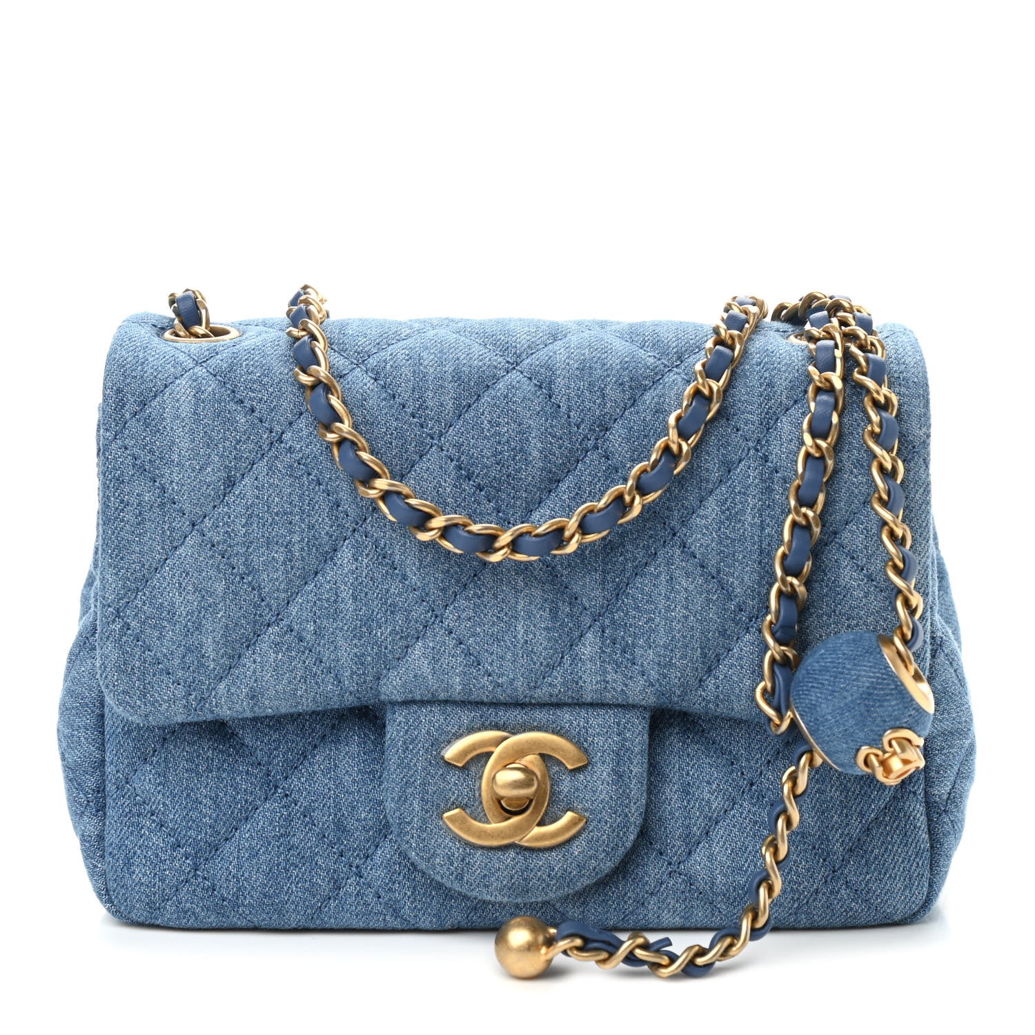 Chanel Denim Quilted Mini Pearl Crush Flap Blue 1 of 9
