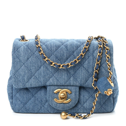 Chanel Denim Quilted Mini Pearl Crush Flap Blue 1 of 9