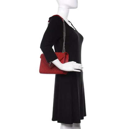 Saint Laurent Grain De Poudre Textured Mixed Matelasse Triquilt Medium Monogram Satchel New Red 2 of 10
