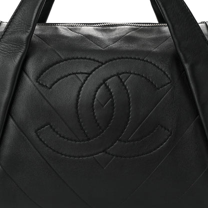 Chanel Calfskin CC Chevron All Day Long Boston Black 8 of 10