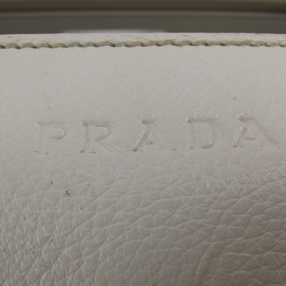 Leather Steel Handle Clutch Ivory