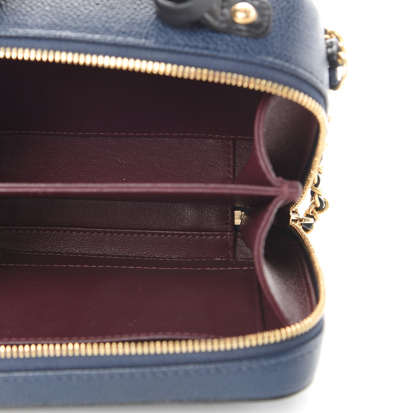 Caviar Quilted Small CC Filigree Vanity Case Navy Black