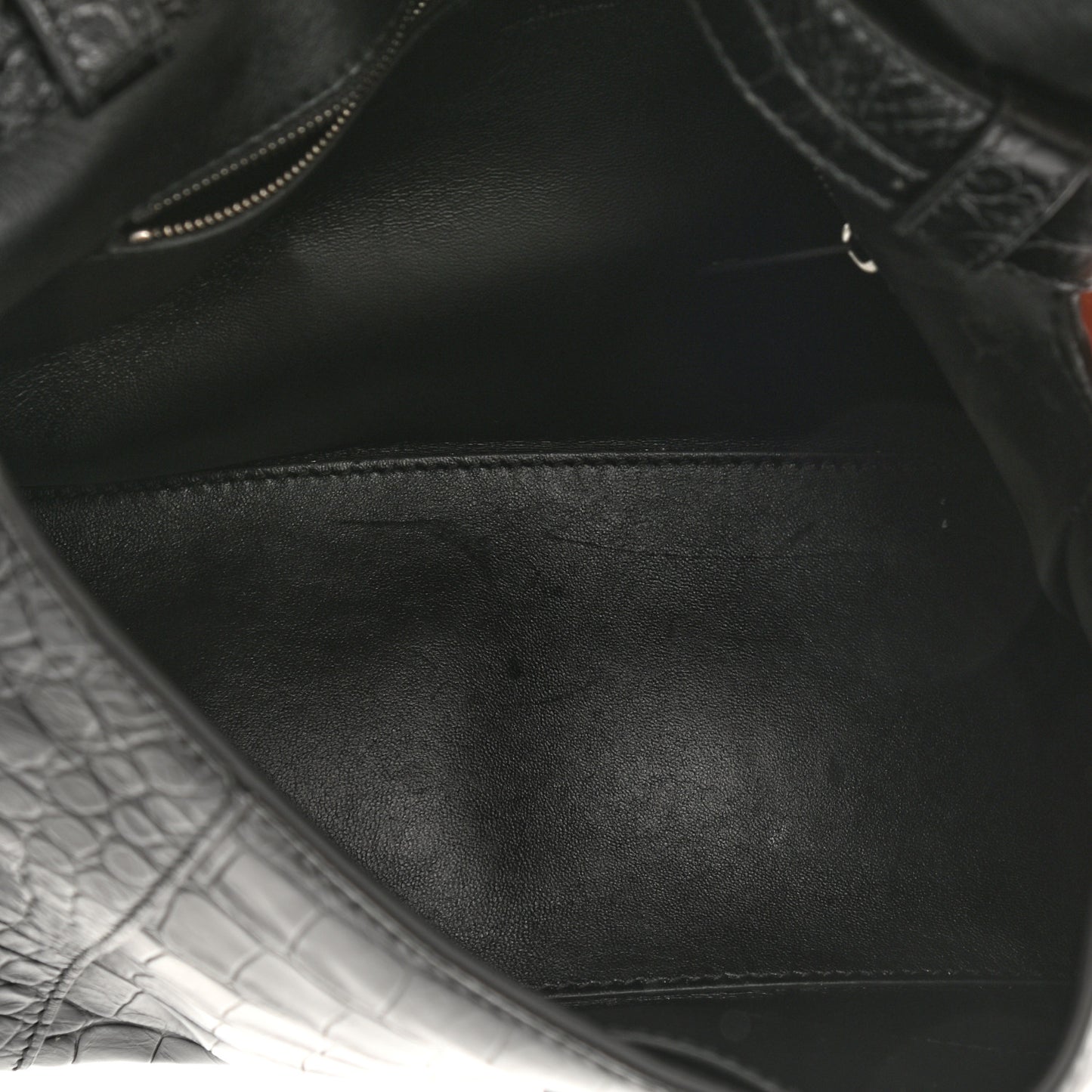 Extra Supple Calfskin Crocodile Embossed Monochrome Small Downtown Shoulder Bag Black